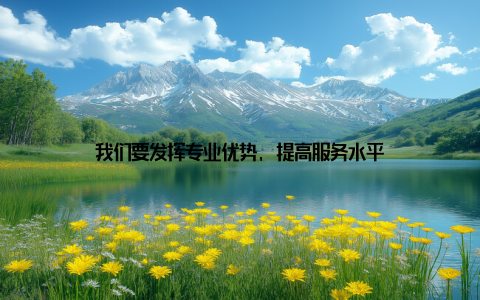 我们要发挥专业优势, 提高服务水平