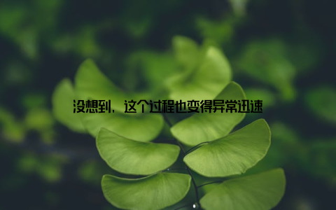 没想到, 这个过程也变得异常迅速