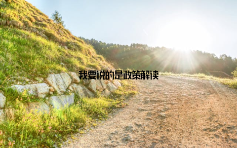 我要说的是政策解读