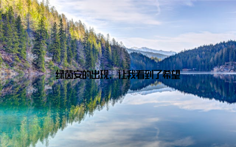 绿茵安的出现, 让我看到了希望